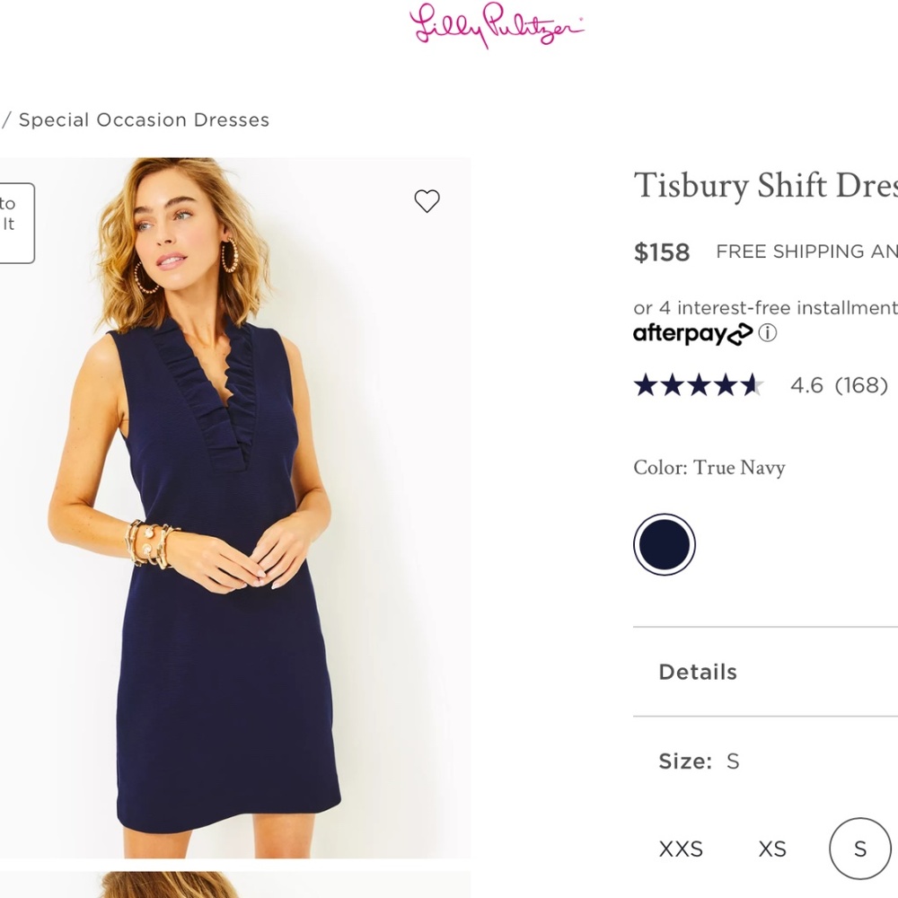 Lily Pulitzer Tisbury Shift Dress size Small in True Navy